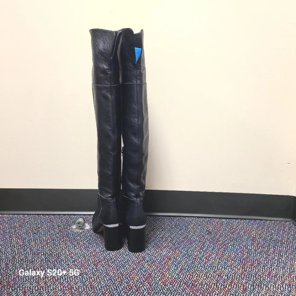 Lewit Renata Black Leather Over the Knee Boots Block Heel 40 EU $395 - Picture 2 of 7